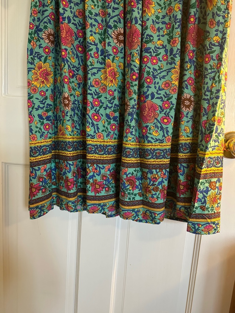 Floral Tie-Front Midi Dress in Turquoise - Picture 5 of 8